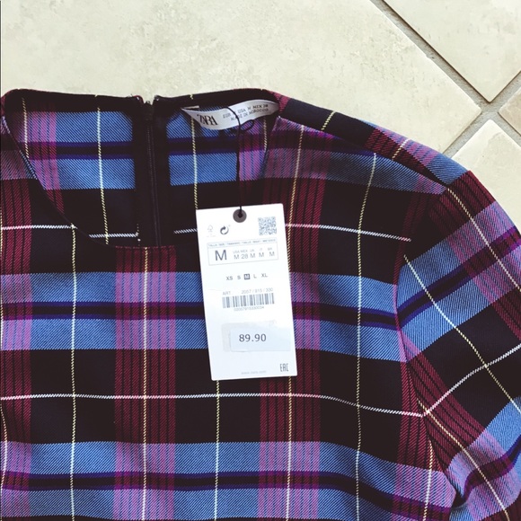 Plaid Belted Dress With Button Cuffs - Picture 8 of 8